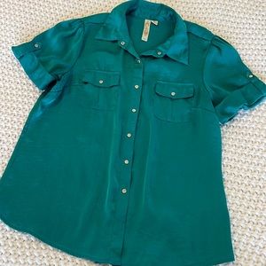 Adiva teal button up blouse
